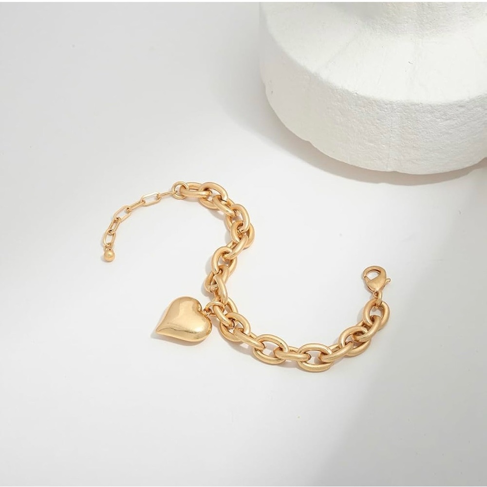 Gold Heart Charm Bracelet - Picture 3 of 6